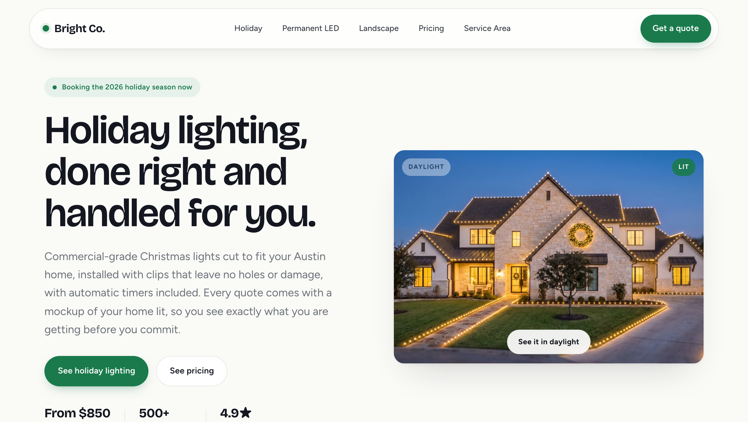 Bright Co. Lighting site preview